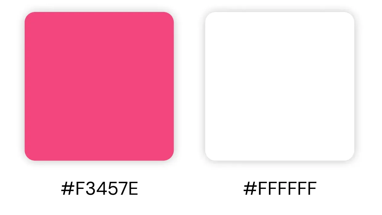 Colour palette: soft pink #F3457E and white #FFFFFF