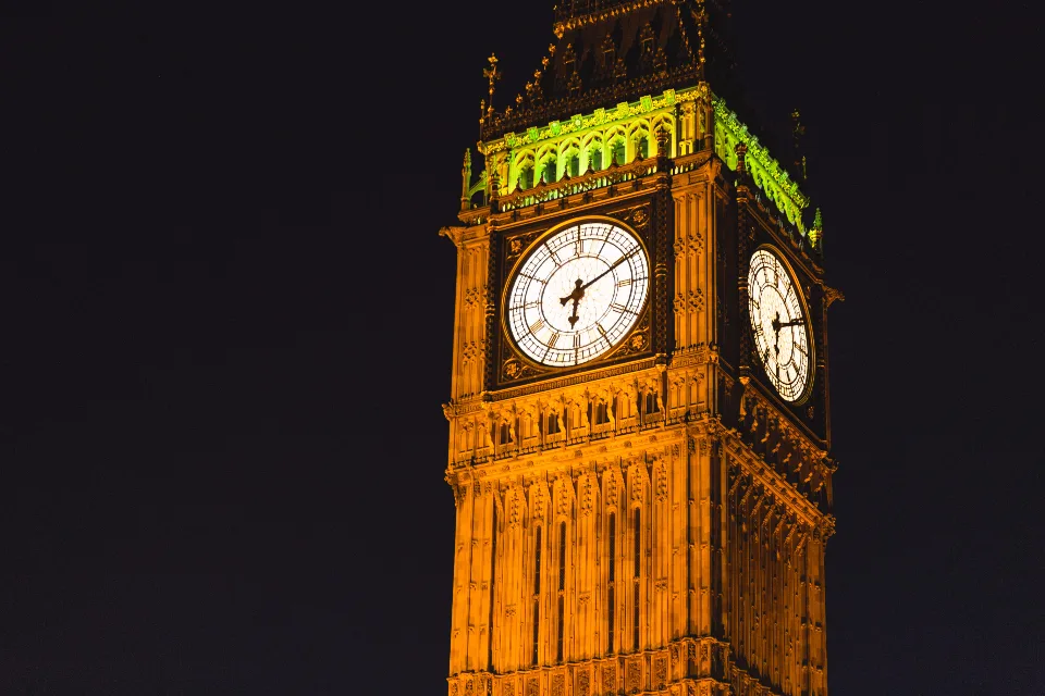 Big Ben lit up at night